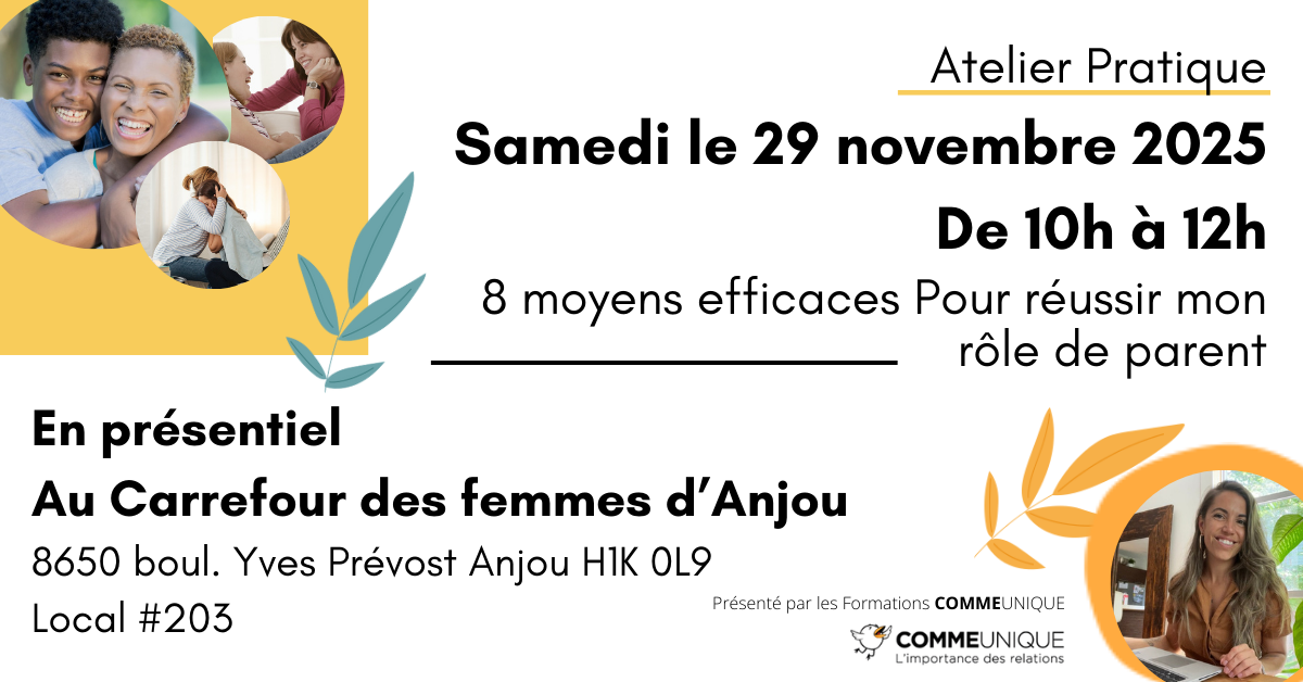 Cet atelier est fait pour toi Lors de cette rencontre tu pourras apporter une situation bien concrète de ton quotidien Ensemble on verra comment appliquer pas à pa